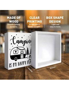 Cartel Decorativo de Madera ZODGMED para Camping 12.7x12.7cm 2