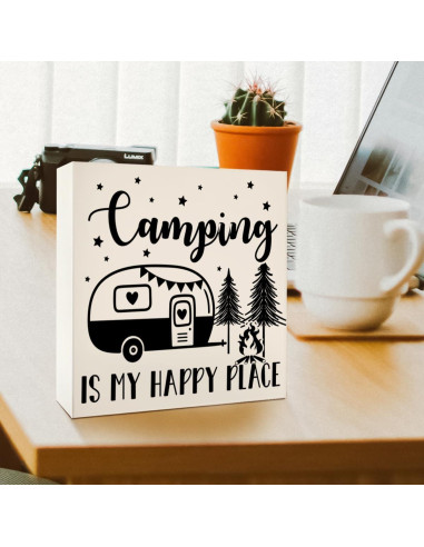 Cartel Decorativo de Madera ZODGMED para Camping 12.7x12.7cm