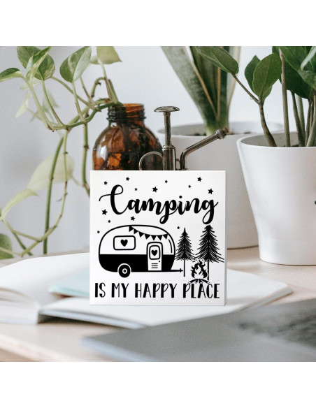 Cartel Decorativo de Madera ZODGMED para Camping 12.7x12.7cm