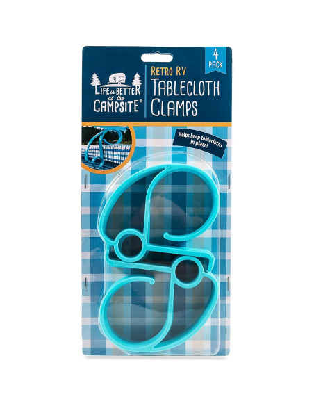 Abrazaderas Retro para Manteles Camco - Paquete de 4 - Diseño RV