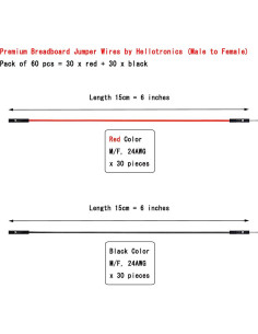 Cables de Salto Macho a Hembra 15CM 60-Pack Hellotronics 2