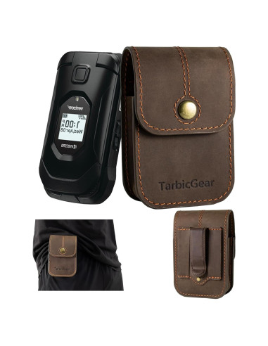 Funda de cuero plegable TarbicGear para teléfonos - Marrón
