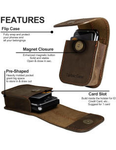 Funda de cuero plegable TarbicGear para teléfonos - Marrón 2