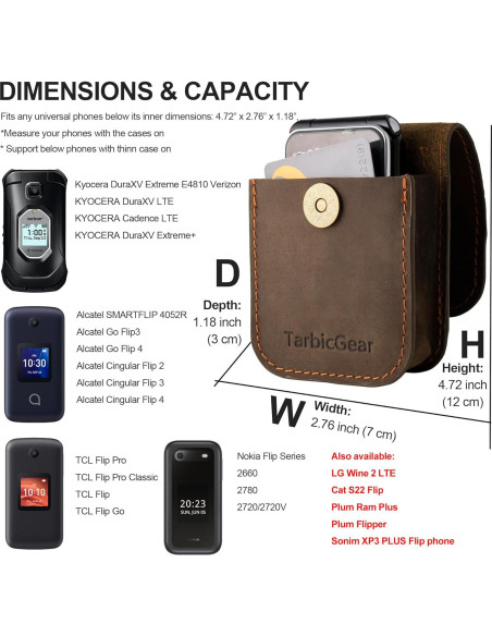 Funda de cuero plegable TarbicGear para teléfonos - Marrón