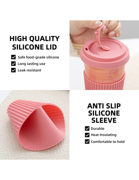 Taza de Viaje Cerámica Rosa TIANNA VALLEY 450ml A Prueba de Microondas