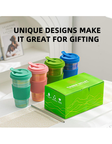 Taza de Viaje Cerámica Rosa TIANNA VALLEY 450ml A Prueba de Microondas