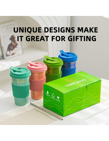 Taza de Viaje Cerámica Rosa TIANNA VALLEY 450ml A Prueba de Microondas