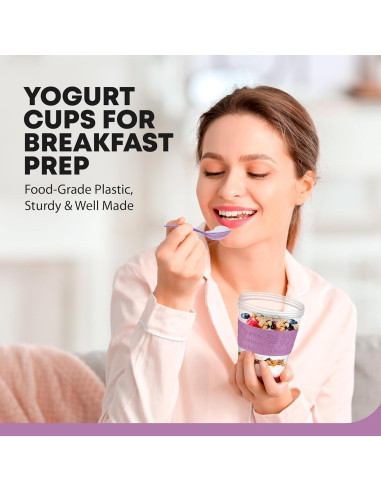 Tazas de Yogur Parfait Tribello 4 Pack 591ml a Prueba de Fugas