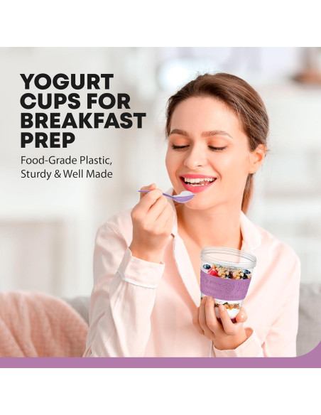 Tazas de Yogur Parfait Tribello 4 Pack 591ml a Prueba de Fugas