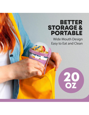 Tazas de Yogur Parfait Tribello 4 Pack 591ml a Prueba de Fugas