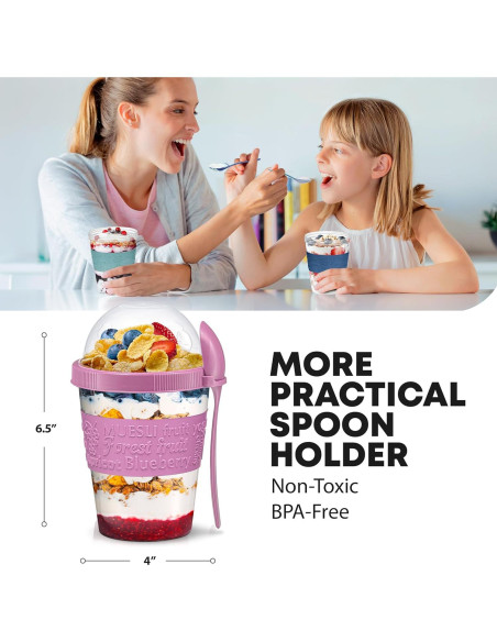 Tazas de Yogur Parfait Tribello 4 Pack 591ml a Prueba de Fugas