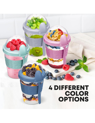 Tazas de Yogur Parfait Tribello 4 Pack 591ml a Prueba de Fugas