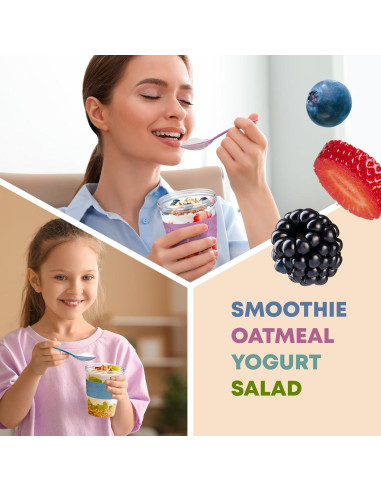 Tazas de Yogur Parfait Tribello 4 Pack 591ml a Prueba de Fugas