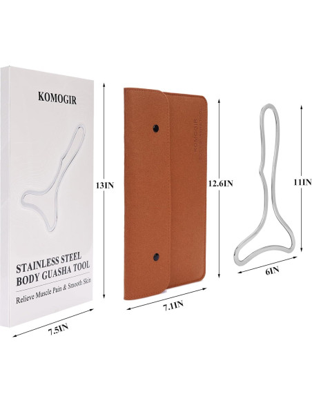 Herramienta Gua Sha Acero Inoxidable Komogir 27.9x15.2cm