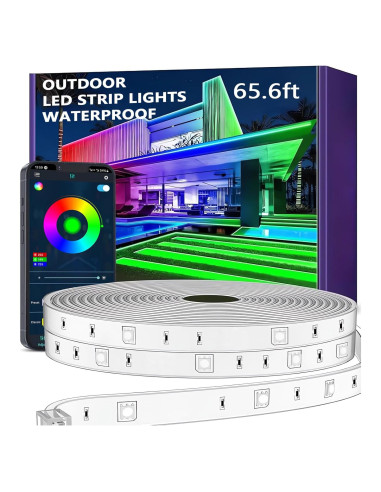 Tira LED RGB impermeable 20m Aurevita IP67 con app