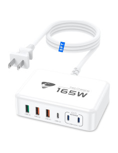 Cargador USB-C 165W Aione con 6 Puertos y Cable 1.52m