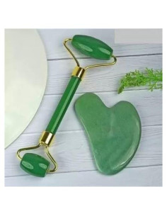 Rodillo de Jade Verde y Gua Sha YAM Crystals - Masaje Facial