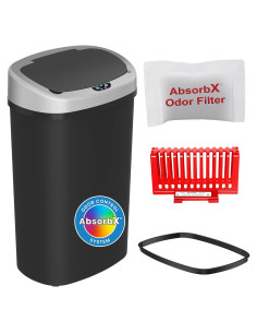 Basurero Automático iTouchless 13 Galones Negro Sin Contacto