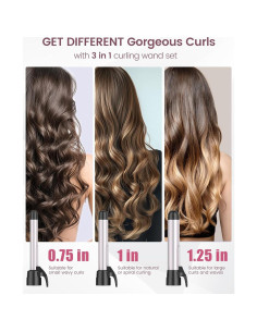 Plancha de Rizar Cerámica Rotativa Zavarea 3 en 1 con Barriles 2