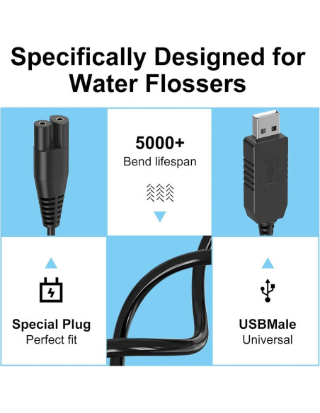 Cable de Cargador de Reemplazo Waterpik WP-400 WP-360 WF-13