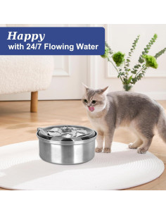 Fuente de Agua Automática para Gatos Rivisotamy 1L Acero Inoxidable 2