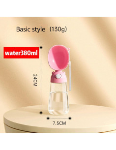 Botella de Agua para Perros WELTNET 380ml Rosa a Prueba de Fugas 2