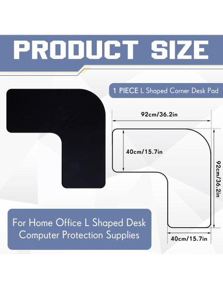 Alfombrilla de escritorio en L Amylove 92x92cm impermeable negra