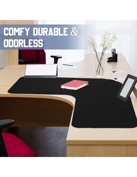 Alfombrilla de escritorio en L Amylove 92x92cm impermeable negra