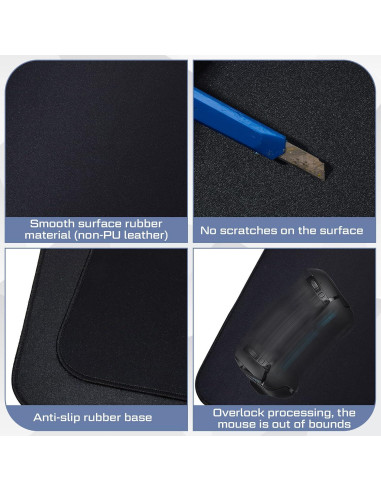 Alfombrilla de escritorio en L Amylove 92x92cm impermeable negra