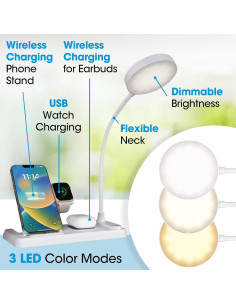 Lámpara de Escritorio LED OttLite VW2009 con Cargador Inalámbrico 2