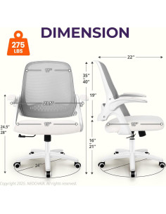 Silla de Oficina Ergonómica NEO Malla Ajustable Marfil 2