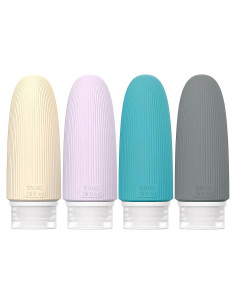 Juego de 4 Botellas de Viaje GAQWOK 60ml A prueba de Fugas