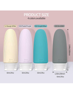 Juego de 4 Botellas de Viaje GAQWOK 60ml A prueba de Fugas 2