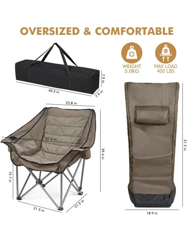 Silla de Camping Calefaccionada Minndudu XL Acolchada Verde