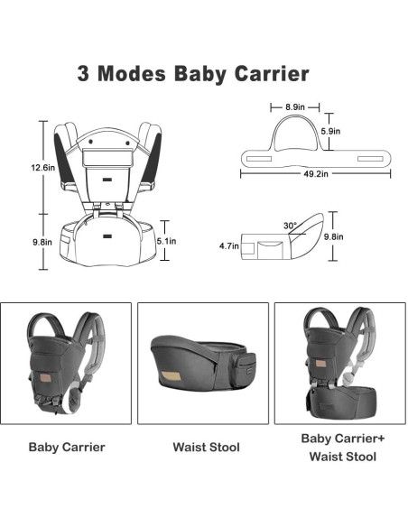 Portabebés Ergonómico Multifuncional 6 en 1 - 3 a 18 kg