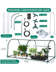 Invernadero Interior Meonum 130 cm con Luz de Crecimiento 13W 2