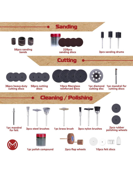 Kit de Accesorios para Herramienta Rotativa MonoPro 476 PCS