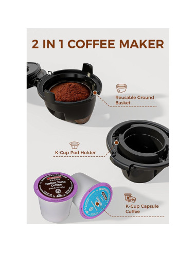 Cafetera COWSAR 2 en 1 K Cup y café molido 1.18 L