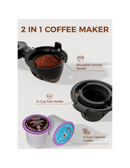 Cafetera COWSAR 2 en 1 K Cup y café molido 1.18 L