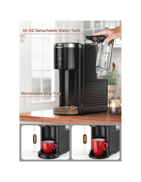 Cafetera COWSAR 2 en 1 K Cup y café molido 1.18 L