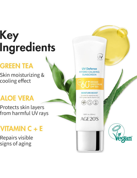 AGE20'S Protector Solar Hidratante SPF 60+ Té Verde Aloe Vera 2x50ml
