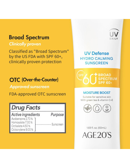 AGE20'S Protector Solar Hidratante SPF 60+ Té Verde Aloe Vera 2x50ml