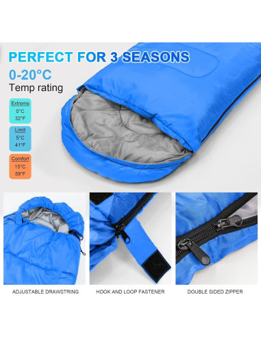 Saco de dormir PEAKTREND 3 estaciones impermeable 210x150cm
