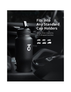 Botella de Agua Aislada Trebo 32 oz Acero Inoxidable Negro 2