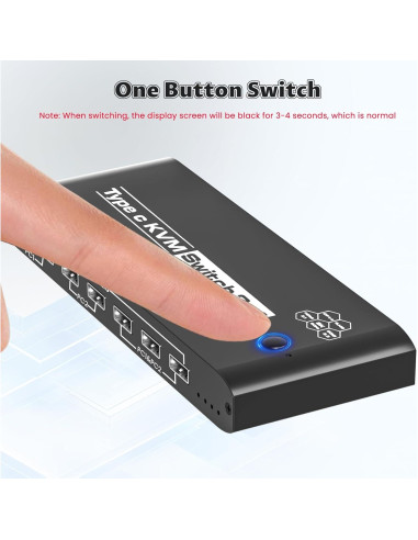 Interruptor KVM 2 Computadoras Ozvavzk 8K@60Hz USB C 7 Puertos