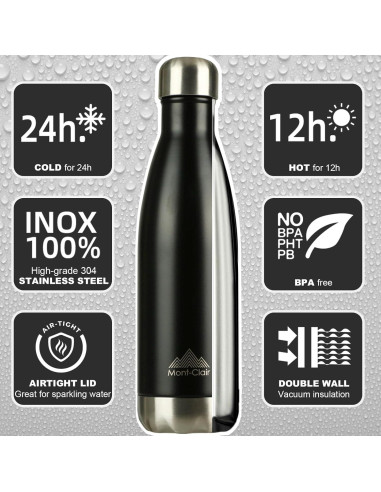 Botella de Agua Mont-Clair 500ML Acero Inoxidable Aislada