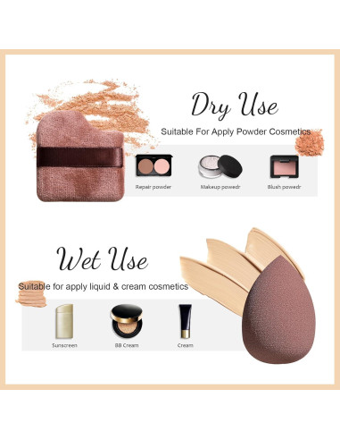 Conjunto de Esponjas de Maquillaje BS-MALL 8 Pcs con Brocha Kabuki