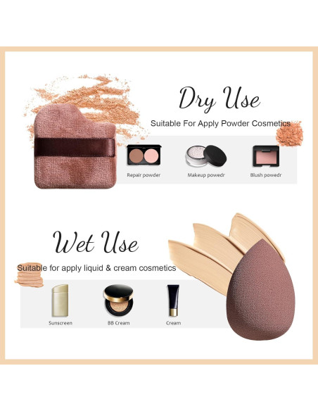 Conjunto de Esponjas de Maquillaje BS-MALL 8 Pcs con Brocha Kabuki