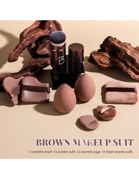 Conjunto de Esponjas de Maquillaje BS-MALL 8 Pcs con Brocha Kabuki