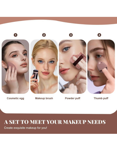 Conjunto de Esponjas de Maquillaje BS-MALL 8 Pcs con Brocha Kabuki